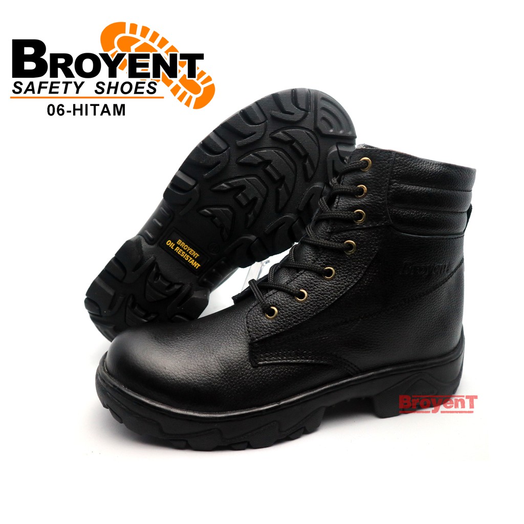 Sepatu Safety Pria Boots Tali Kulit Sapi High Quality 01H