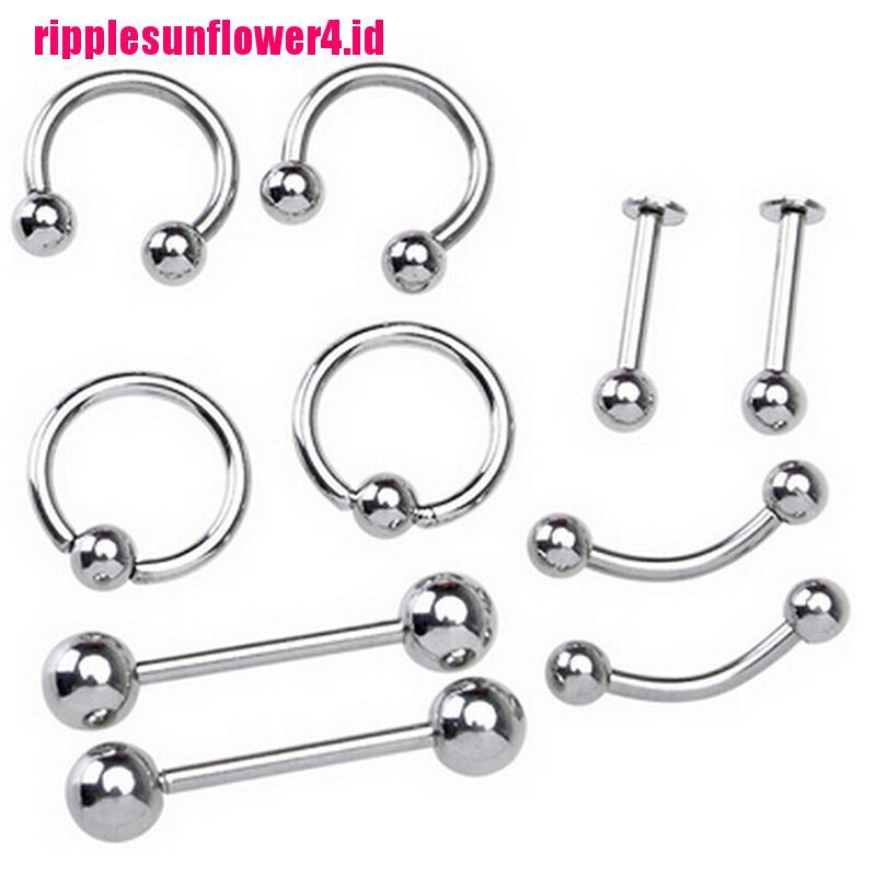 Anting Tindik Alislidahhidungbibirtubuh Bahan Stainless Steel Desain Barbell Untuk Priawanita