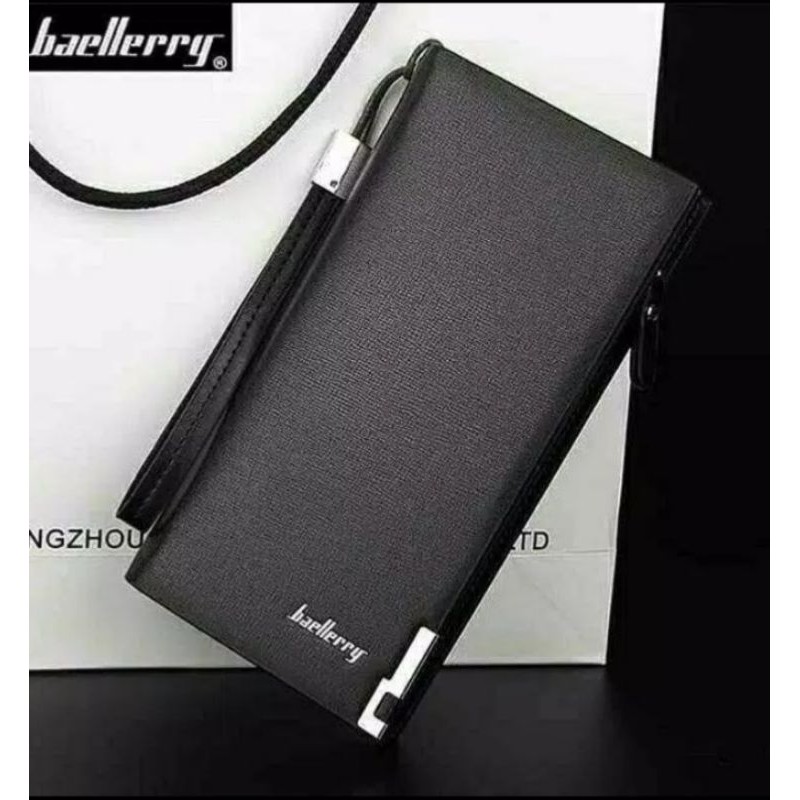 BAELLERRY Dompet Pria Wanita Bahan Kulit PU Model Panjang 2 Warna dengan 19 Slot