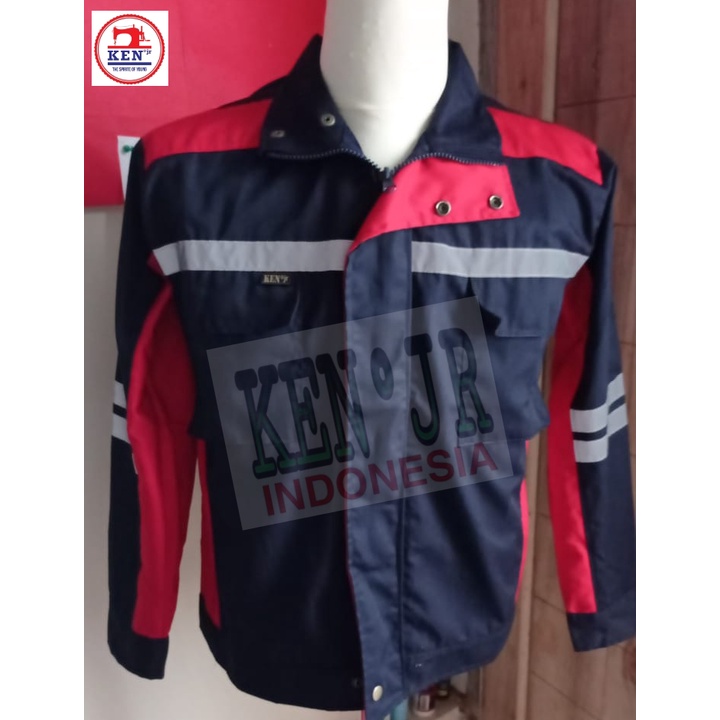 Bagus Uniform - Pakaian Kerja Seragam Proyek Stelan SemiJaket Warna Dongker Merah Setengah Dada