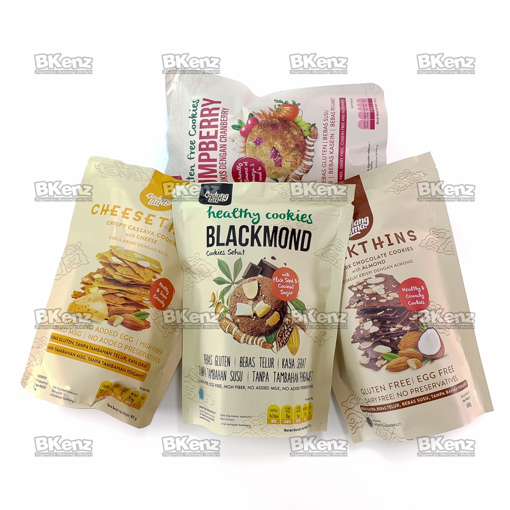 

Ladang Lima Healthy Cookies Gluten Free Blackmond, Pumberry, Blackthins, Cheesethins
