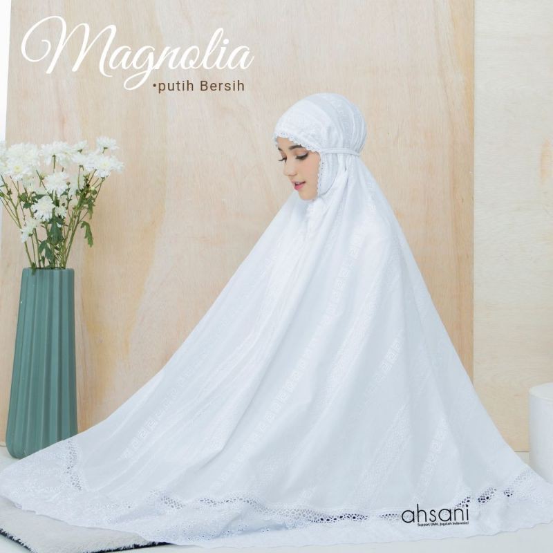 magnolia ahsani mukena sutra mukena mewah mukena putih bersih telekung rukuh