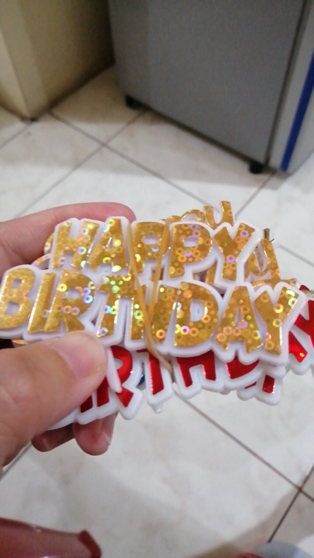 Ti-0101-a Topper Tulisan Tempel Happy Birthday Salad Buah Emas