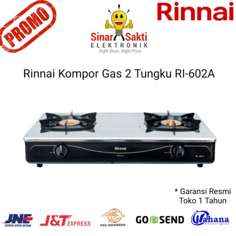 Rinnai Kompor Gas 2 Tungku RI 602 A Api besar RI-602A Garansi Resmi 602A