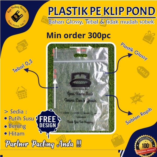 Plastik Sablon Klip Pond Uk 30x38+7 Tebal 0,5 Plastik Sablon Olshop / Sablon Plastik / Plastik klip
