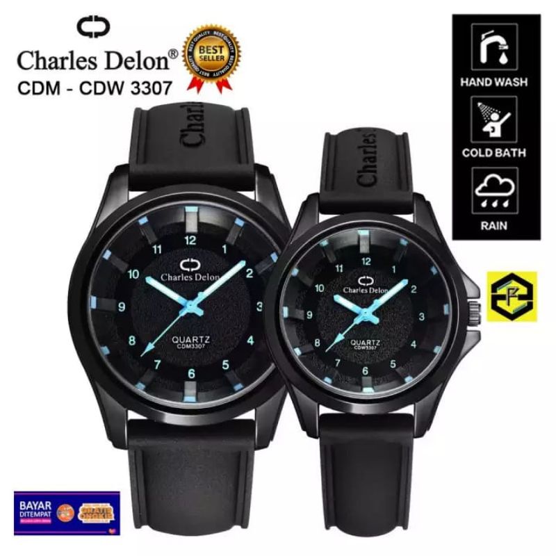 CHARLES DELON_JAM TANGAN CAOUPLE CHARLES DELON STRAP SILIKON TERBARU