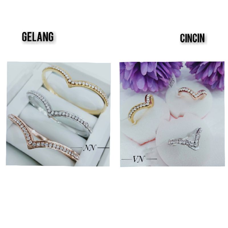 Titanium gelang cincin fuji cantik kekinian LL31052212