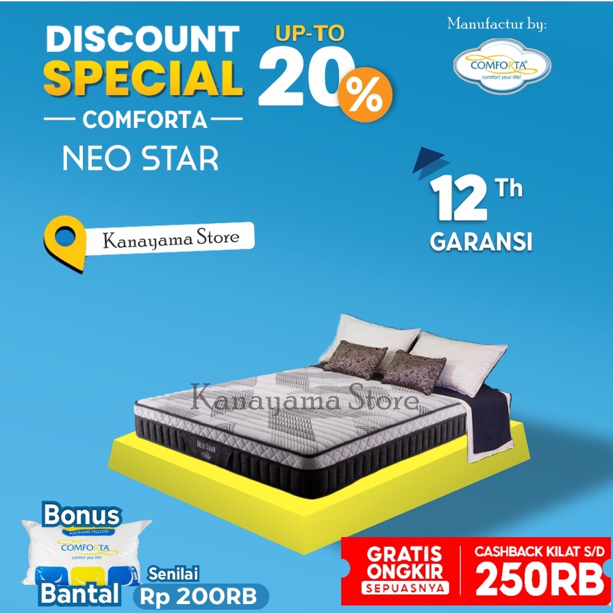 Comforta Spring Bed Neo Star ( Kasur ) 160 180 200 90 100 120 x 200 - 90X200
