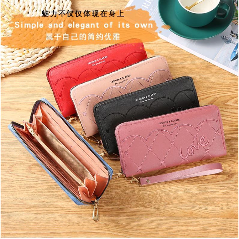 D 848 Dompet Panjang  Wanita/ Murah  Motif Love Import Fashion Korea Real Pict