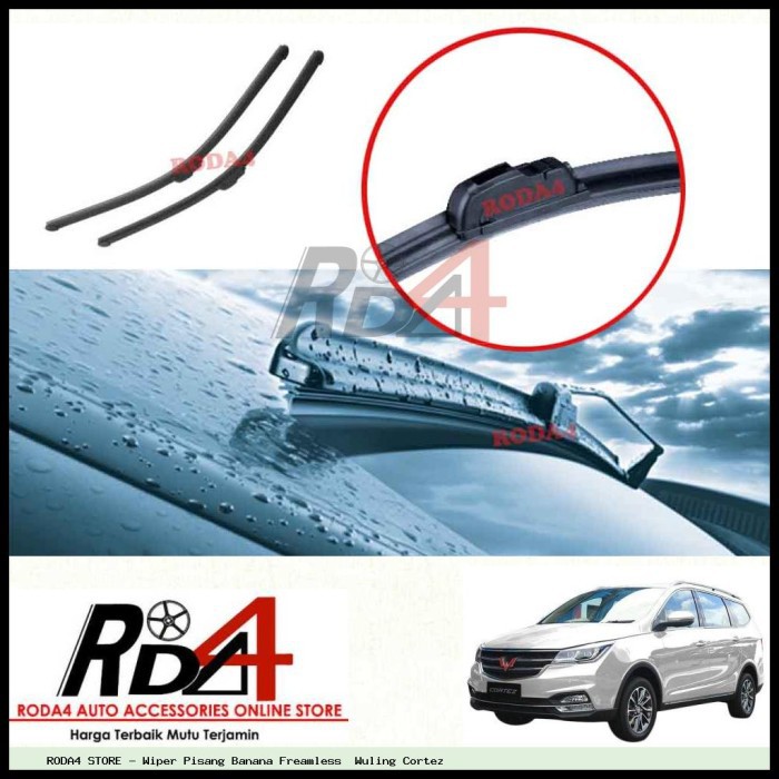 Wiper Mobil Wuling Cortez 24 16 Frameless Banana 1 Set 2 Pcs