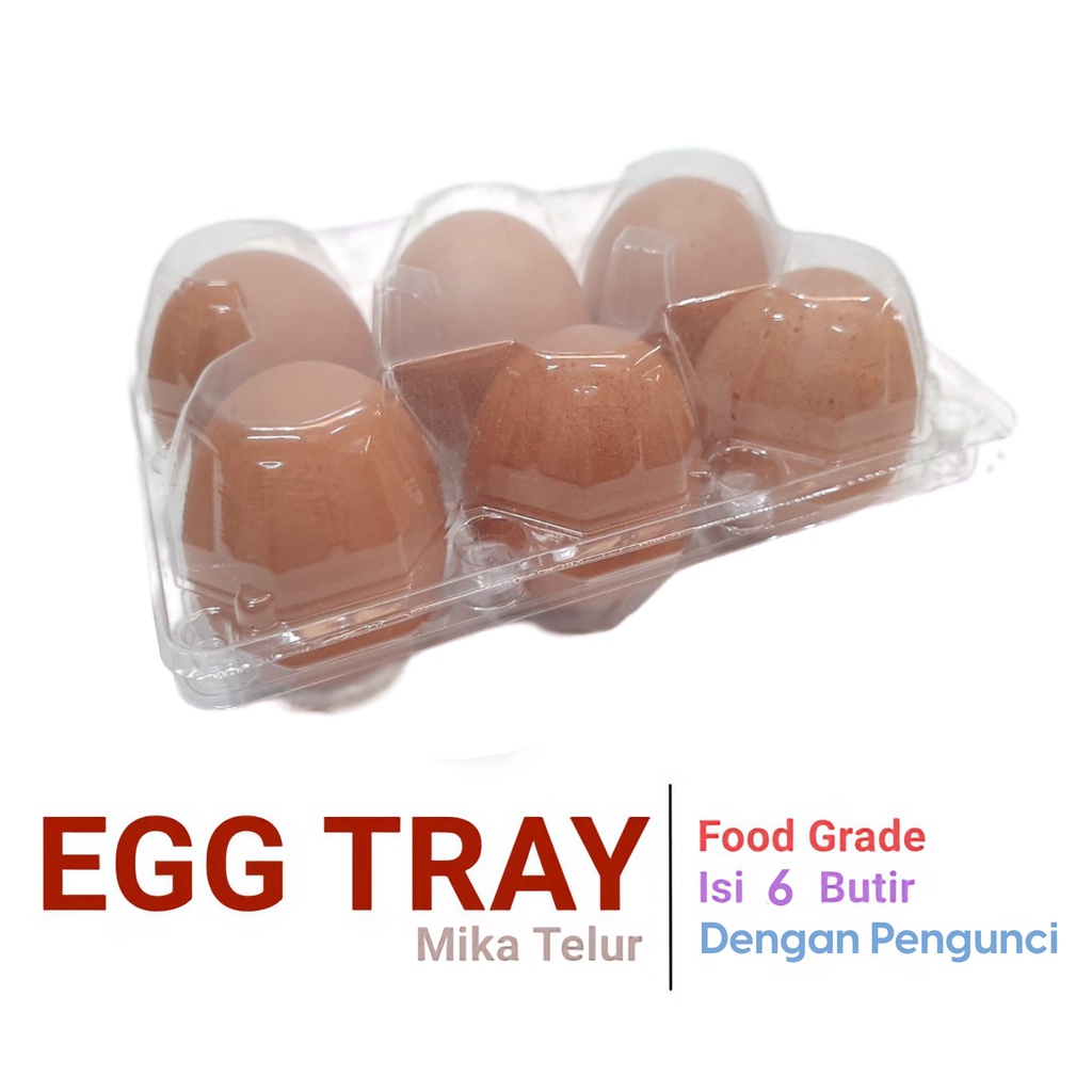 EGG TRAY ISI 6 BUTIR DENGAN PENGUNCI TRAY MIKA TELUR PACK PER LEMBAR