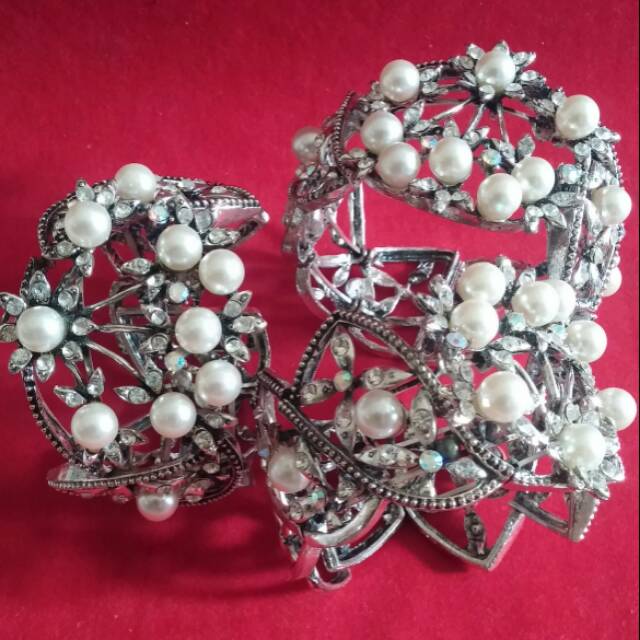 Gelang fashion permata mix pearl