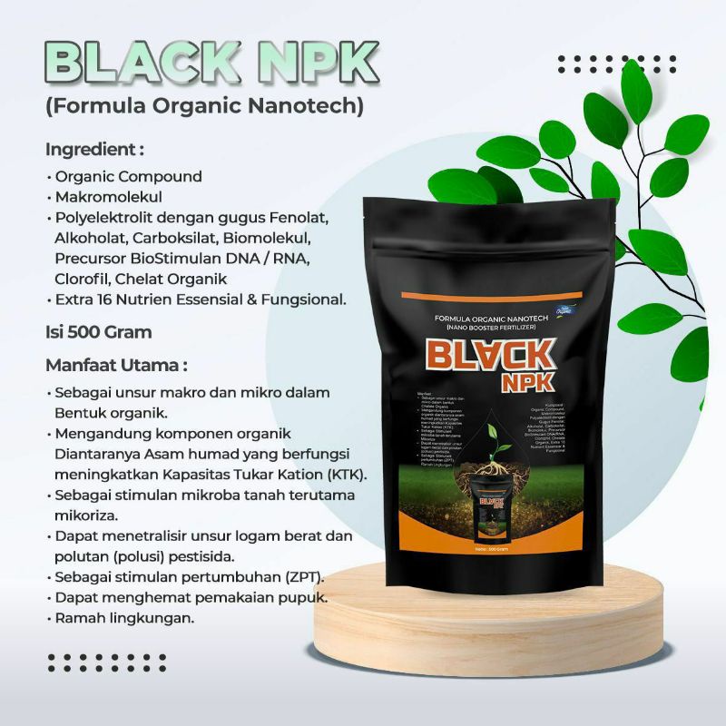 BLACK NPK 500gr/Pupuk buah dan sayur /pupuk buah /organik /media tanam /cabe /jagung /padi /asam amino /pupuk daun  /buah /farm /durian /jagung /jeruk
