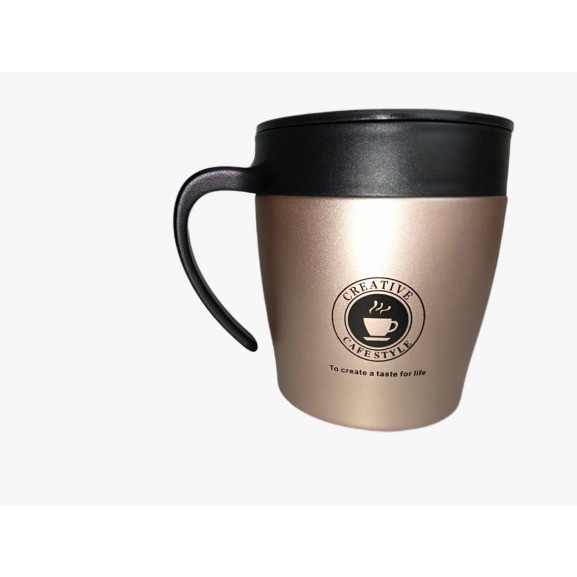 TERBARU!!! GRATIS PACKING BUBBLE Mug Kopi Stainless Stell 330 ml (FREE SENDOK KOPI)