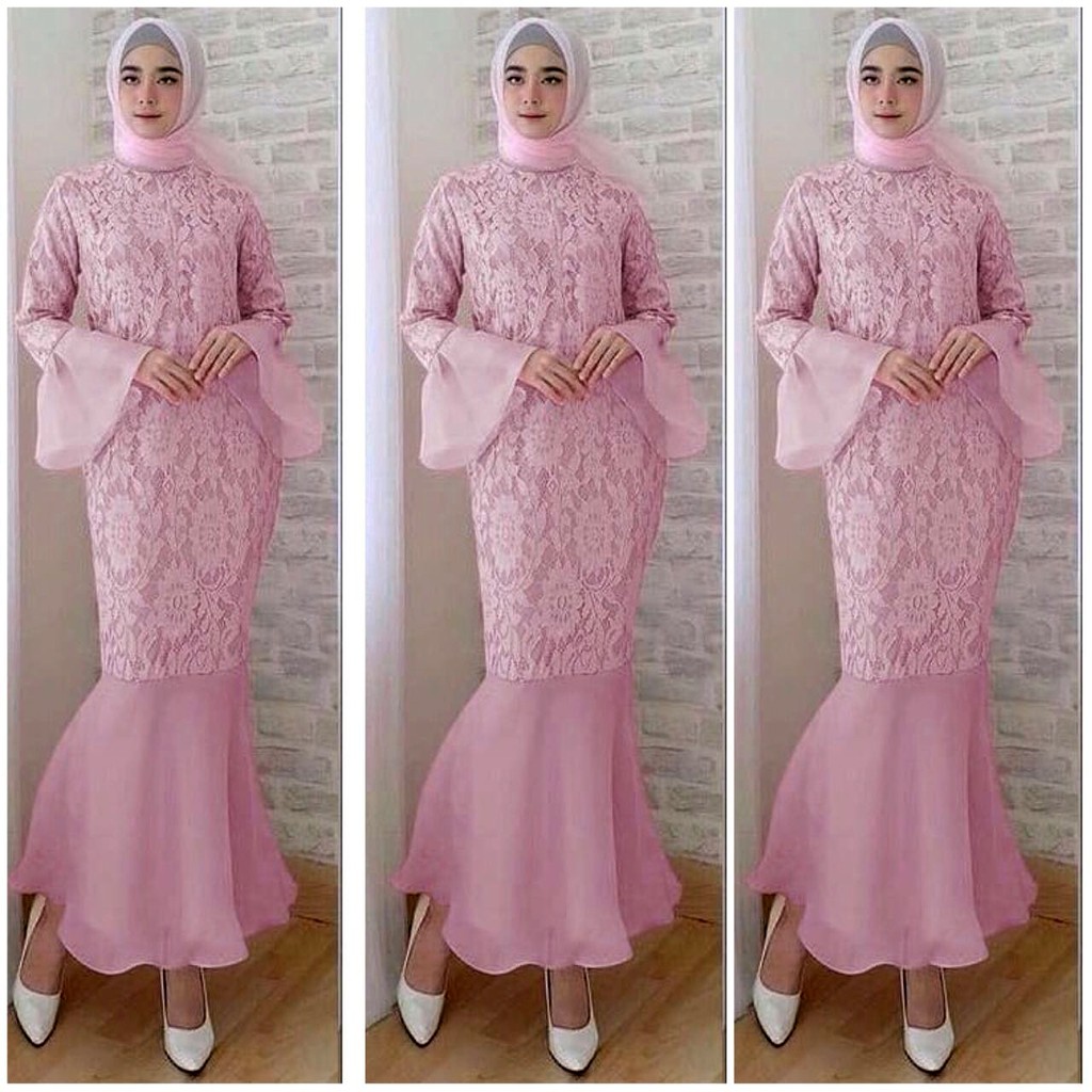 Gamis Mermaid Maxi Duyung Brokat Tulang Cord Termurah BAJU MUSLIM LEBARAN BRUKAT CORNELI