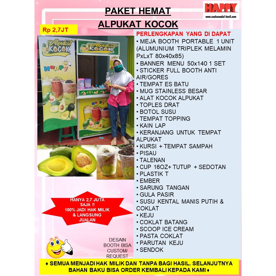 

PAKET HEMAT MURAH EKONOMIS USAHA FRANCHISE MINUMAN TERMURAH ALPUKAT KOCOK AVOCADO SHAKE GEROBAKBOOTH