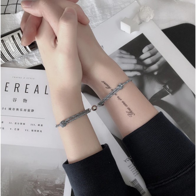2PCS/SET Gelang Couple Magnet Pasangan Liontin Hadiah Pacar Istri Bracelet Sahabat Teman LDR Kalung