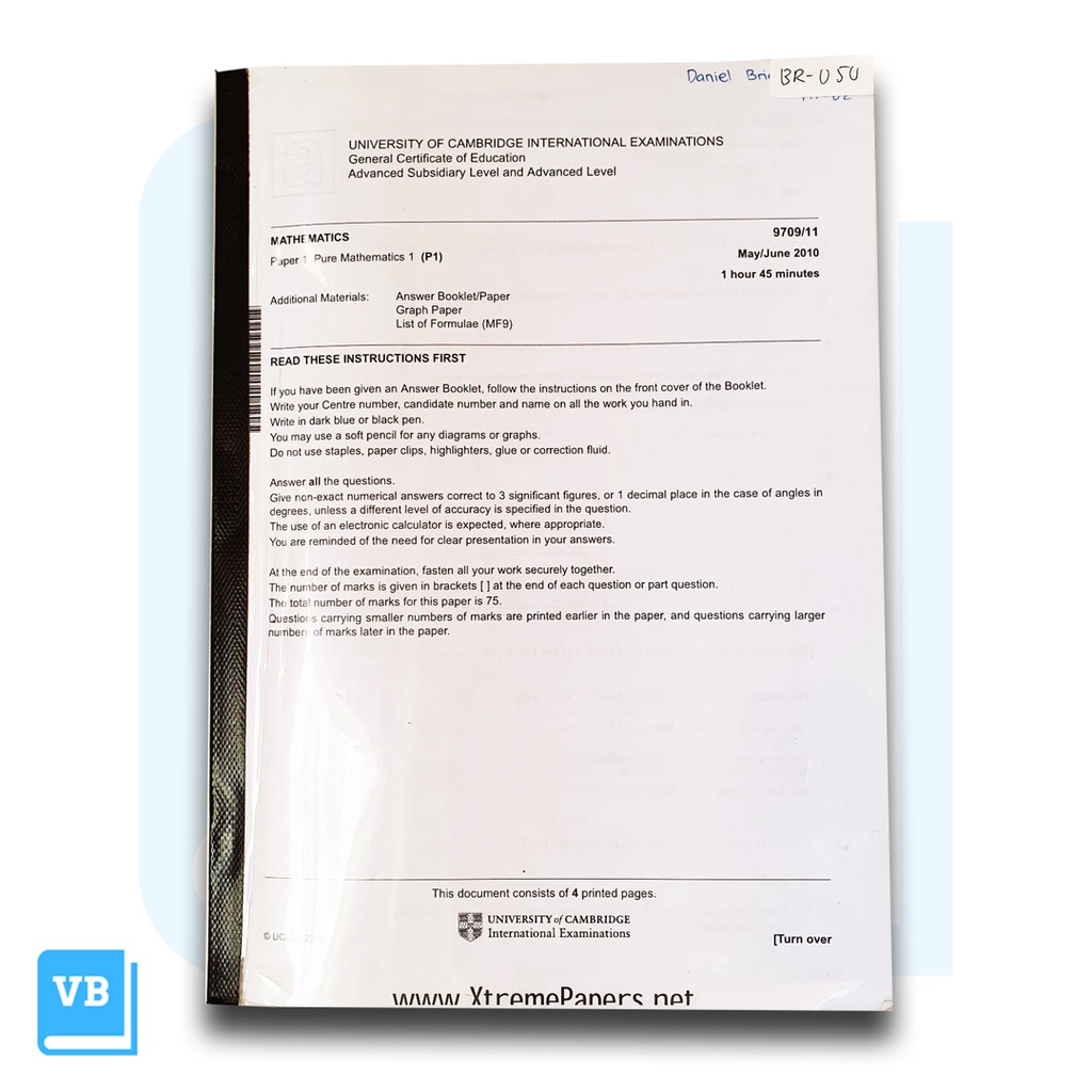 

Past Paper AS & A LEVEL Mathematics (9709) Paper 1,3,4,6 Tahun 2002-17
