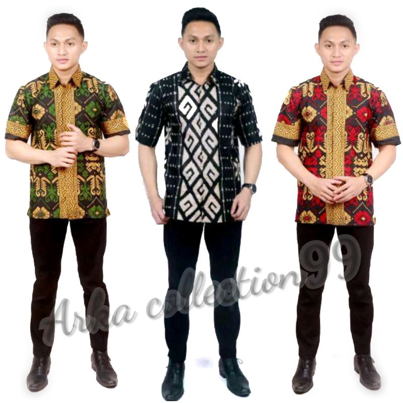 BSWART Batik HRB026 Kenongo Hem Pendek Padi Pekalongan M L XL Batik Pria MURAH Modern