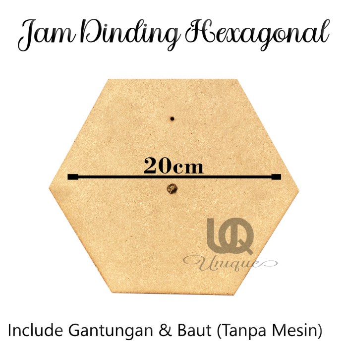 Jam dinding Polos Haxagonal - Jam Kayu MDF Segi enam 6 20cm