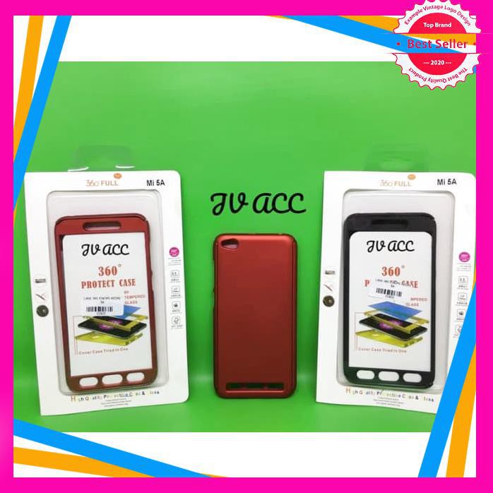 CASING HP 360 HARD FULL BODY PLUS TEMPERED GLASS XIAOMI REDMI 5A HITAM