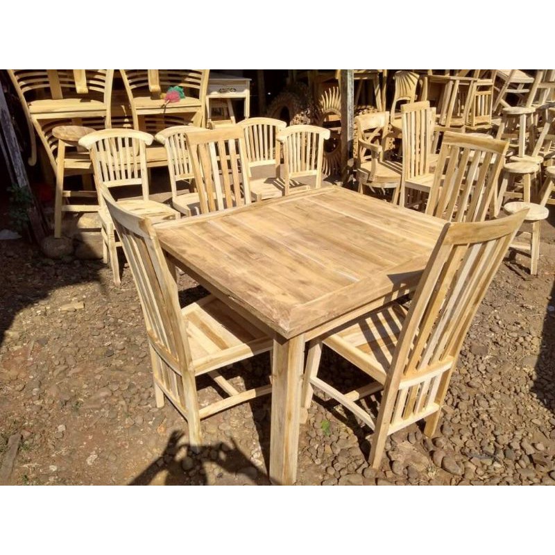 meja makan k4 murah kayu jati mentah