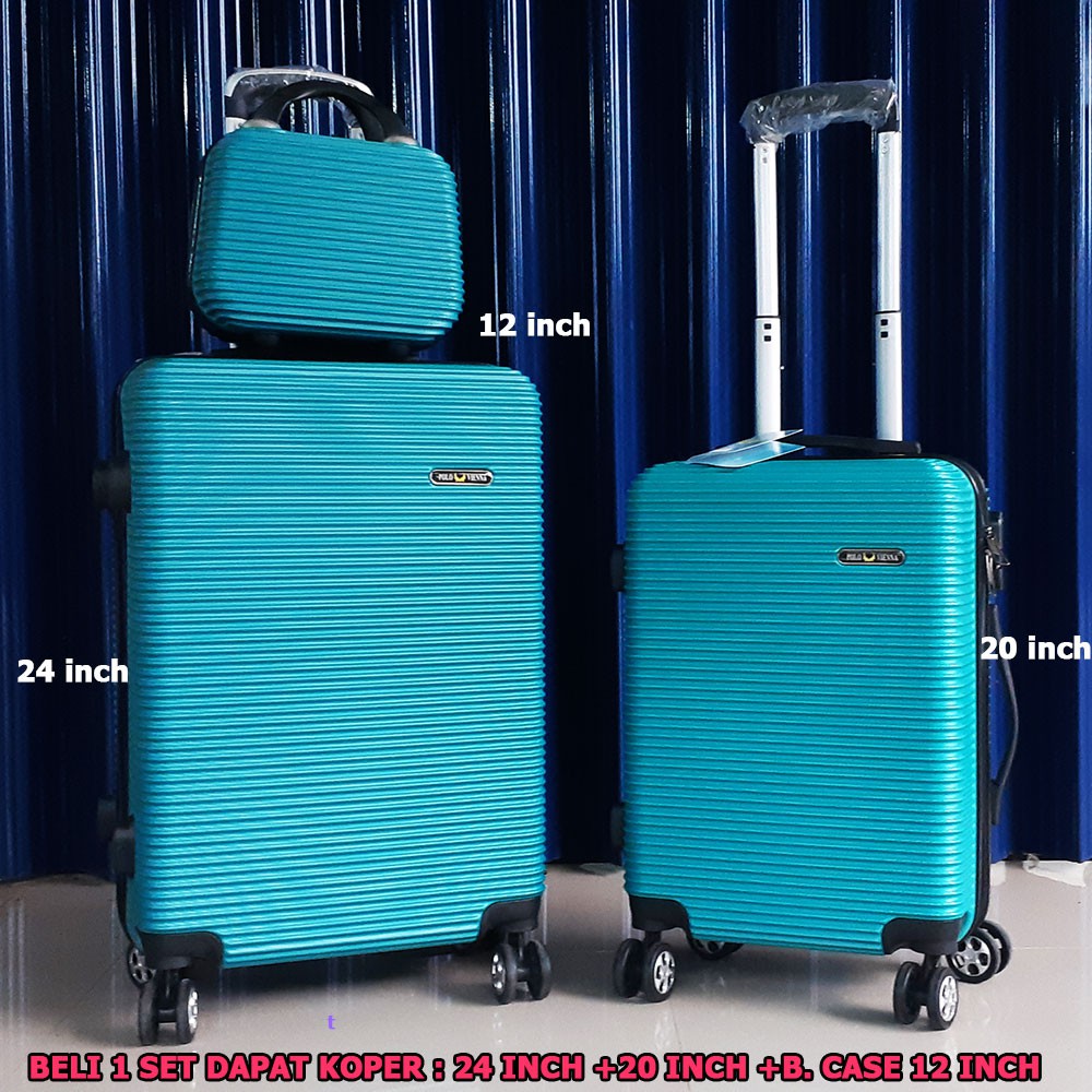 KOPER SET ( DAPAT 3 KOPER )ABS 010 24 INCH + 20 INCH + BEAUTY CASE 12 INCH FIBER PROMO IMPORT