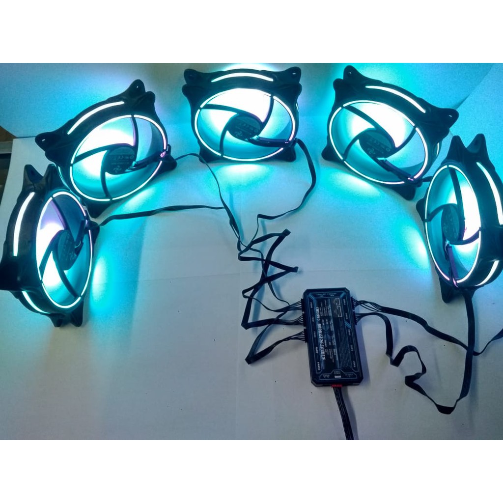 Fan Casing 12Cm RGB XQ-6P paket 5 (5 fan RGB12cm + controller + remote)