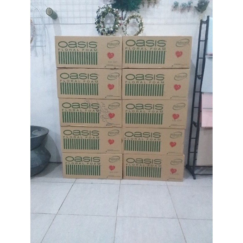 Busa Basah wet Floral Foam Bunga Basah 1 Dus isi 20 pcs - Oasis Indocell - Green Leaf