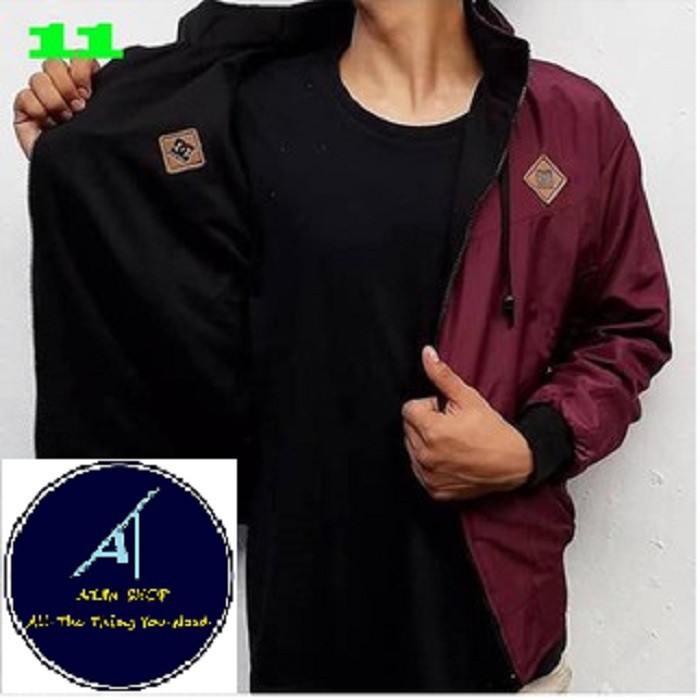 Atjin- Jaket Bolak balik Parka Pria Bahan Tebal