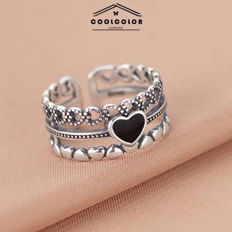 COD❤️ Ceruk Cincin Cinta Antik Yang Indah Tren Wanita Cincin Terbuka Anti Karat Dan Luntur Mewah Hadiah Aksesoris Perhiasan Fashion Import