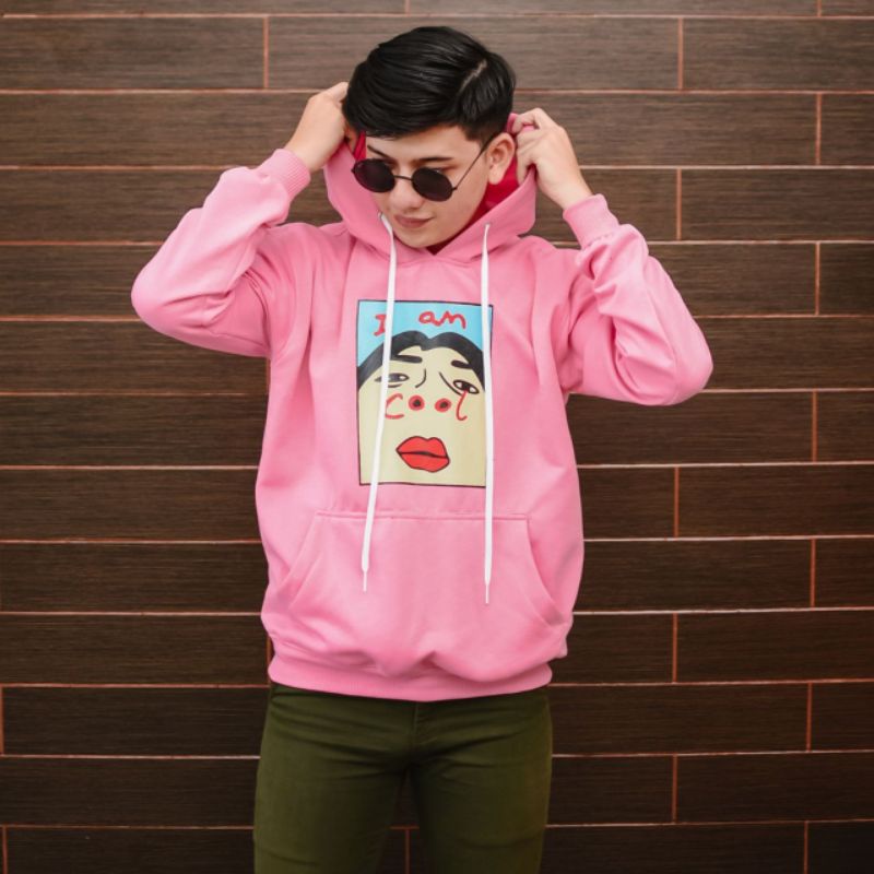 HOODIE COUPLE I AM COOL BAHAN TEBAL/GUDANG FASHION/FASHION WANITA DAN PRIA