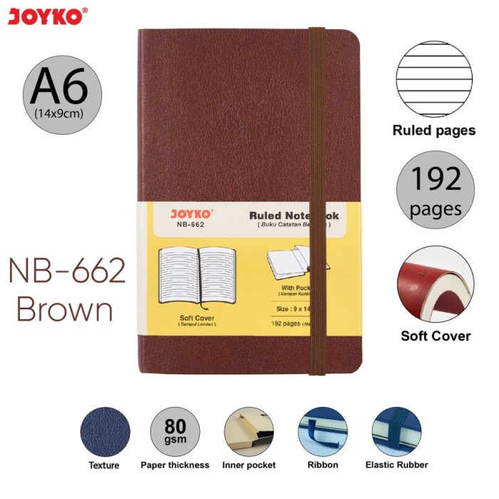 

[RESTOCK] Ruled Notebook Diary Agenda Buku Catatan Bergaris Joyko NB-662 192 hal - Cokelat