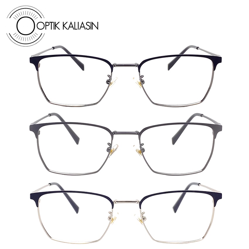 OPTIK KALIASIN - Frame kacamata pria kotak square titanium bisnis full frame 62028