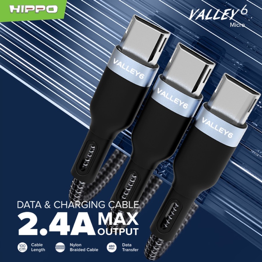 Kabel Micro USB Fast Charging Hippo Valley 6 Kabel Data Micro 100cm