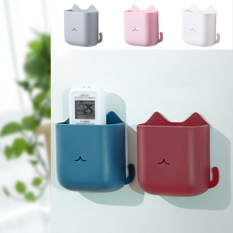 Wall Mounted Remote Control Storage Box Punch-free Multipurpose  Mobile Phone Plug Bracket Home Wall Paste Storage Rack