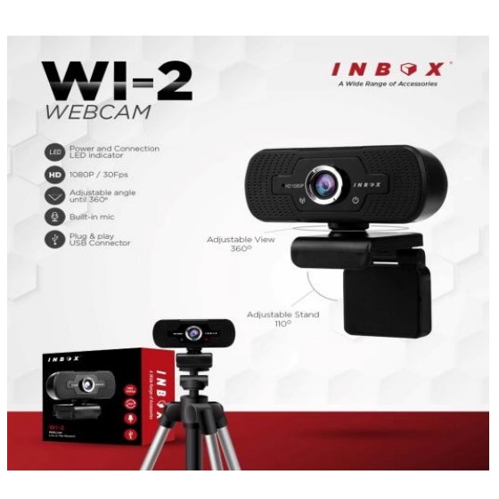 INBOX Webcam WI-2 Full HD 1080P Autofocus WI2 Built in Microphone Live Video HD Kamera WI 2