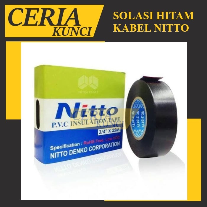 Isolasi Kabel NITTO / Solasi Hitam Kabel PVC 3/4"x25m / Solasi Listrik