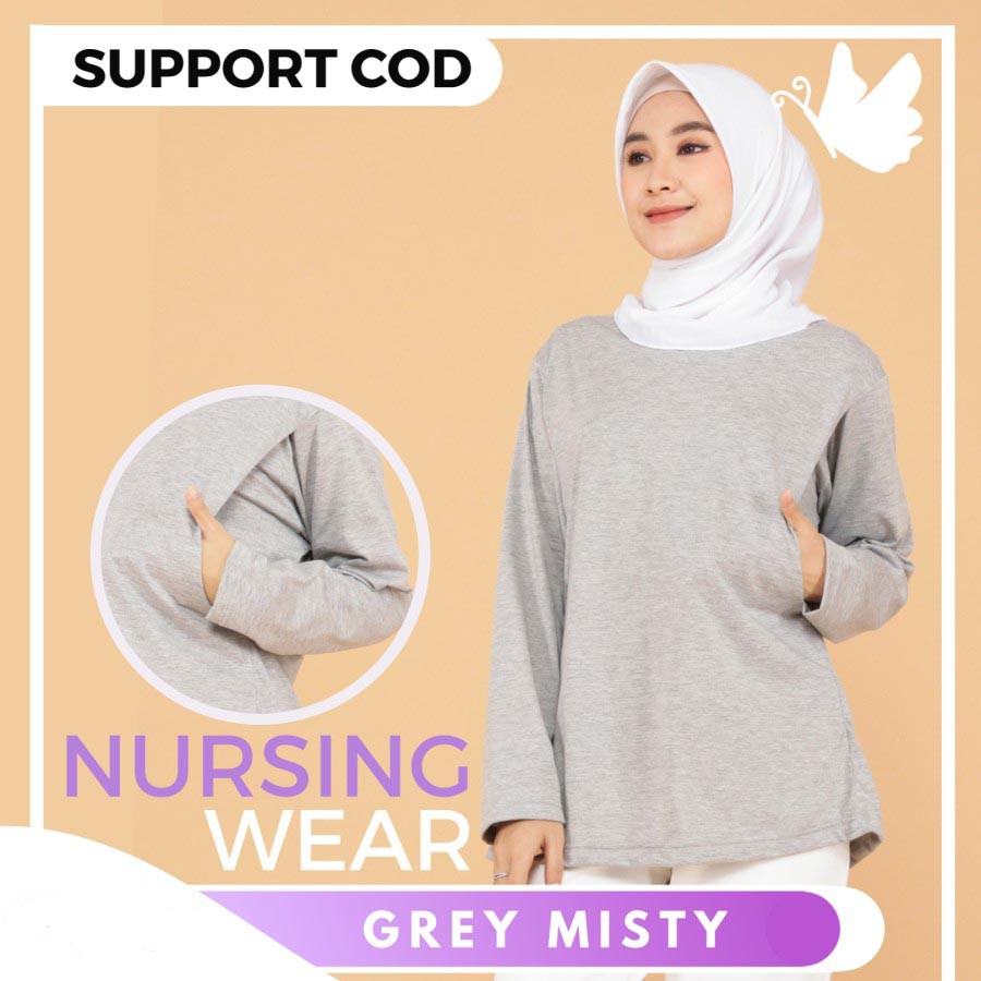 Kaos Khusus Menyusui Baju Busui Nyaman Lengan Panjang Wanita