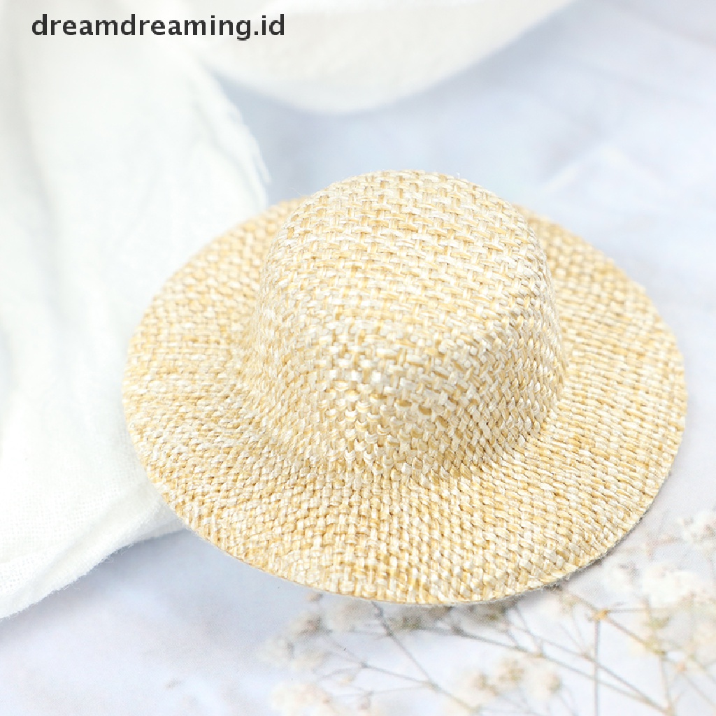 (Dreamdreaming.Id) 2pcs Miniatur Topi Jerami Untuk Aksesoris Rumah Boneka