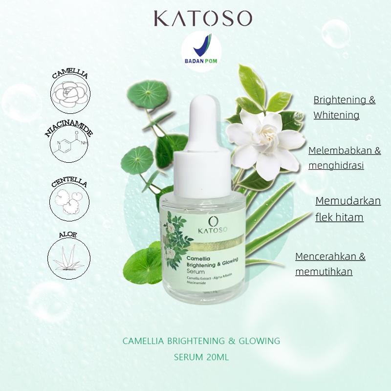 BPOM Katoso Camellia Brightening &amp; Glowing Serum | 20ml Niacinamide Whitening Moisturizing Essence Serum