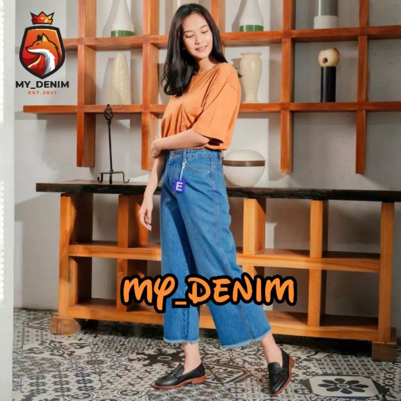 CELANA HIGHWAIST JEANS KULOT RAWIS WANITA