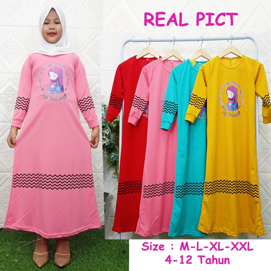 AYO KITA MENGAJI GAMIS DRESS ANAK 4-12Tahun CARLINA