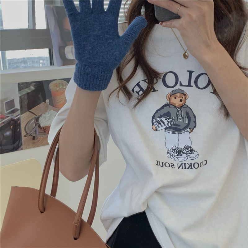 THISTLE - Oversize Tee Tshirt Wanita Model Longgar Motif Bear Cookin Soul