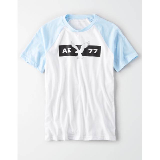 Baju Kaos Top Branded Original Murah AMERICAN EAGLE Top for man White/Soft blue ( AE006 )