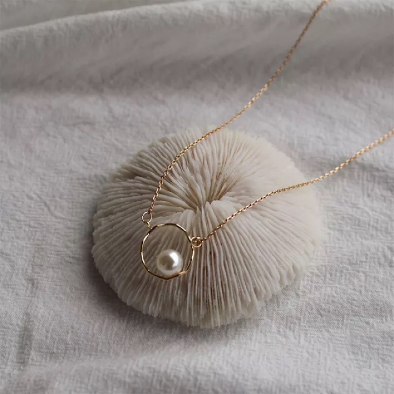 AK16 Kalung Mutiara Liontin Korea Aksesoris Kalung Pendek Wanita Retro Mutiara Klavikula