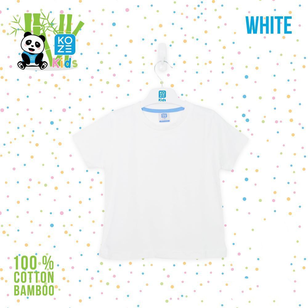 Kaos Anak Koze Putih Premium Koze Kids White Cotton Camboo
