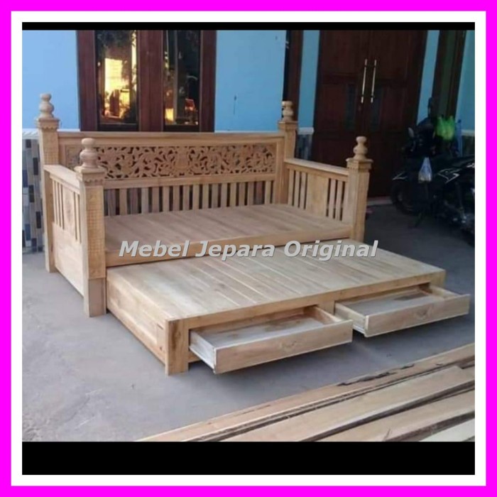 Bale Bale Susun Kayu Jati - Kursi Panjang Ukir Rahwana jati Mentah