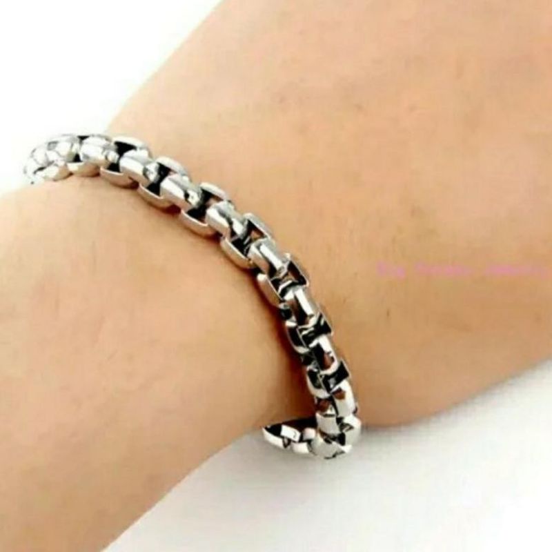 Gelang tangan titanium pria wanita model rollo warna gold silver anti karat anti luntur