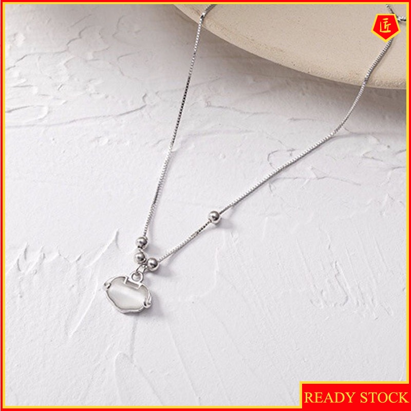 [Ready Stock]925 Silver Auspicious Lock of Good Wishes Necklace Female Ins Simple Graceful Niche